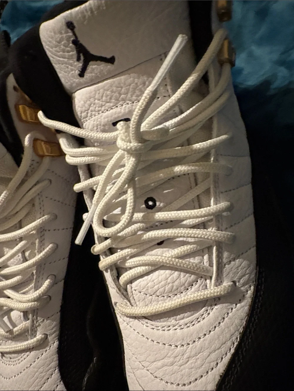 Jordan Men’s Athletic Shoes White Black with Gold Accents - Picture 4 of 5
